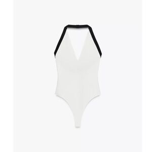 Zara Black and White Halter Bodysuit